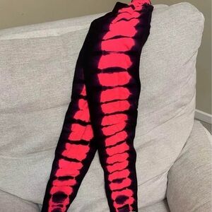 Vibrant Pink and Black Tie-Dye PILATES YOGA Leggings